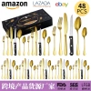 Amazon's best-selling 24/48/72-piece set of stainless steel tableware, knives, forks and spoons, 4/12 servings of Western steak knives and forks Specification image